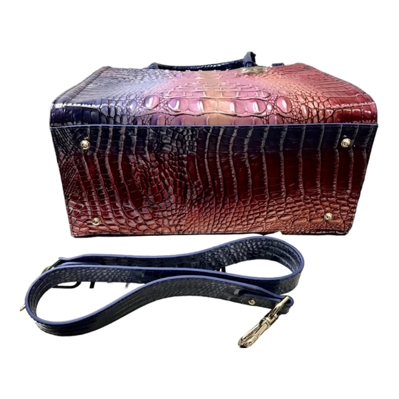 Brahmin DREAMER OMBRE MELBOURNE Leather CAROLINE Satchel Crossbody Purple New‎ - Picture 10 of 13